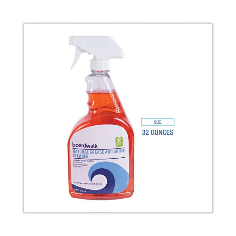 BOARDWALK Natural Grease and Grime Cleaner, Unscented, 32 oz Spray Bottle (BWK47612EA) thumbnail 2