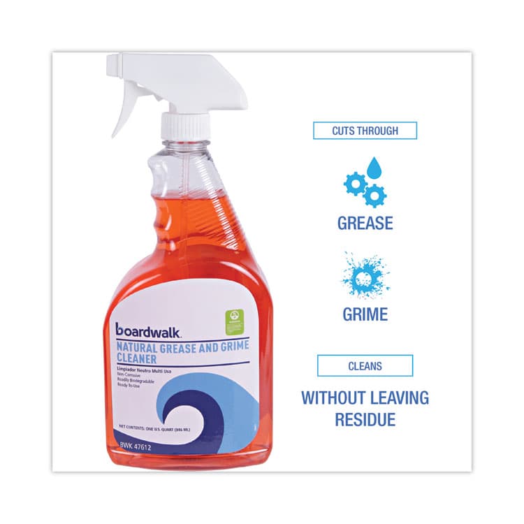 BOARDWALK Natural Grease and Grime Cleaner, Unscented, 32 oz Spray Bottle (BWK47612EA) thumbnail 4