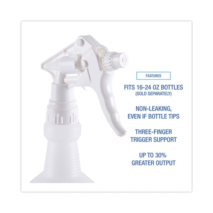 BOARDWALK General Purpose Trigger Sprayer, 8" Tube, Fits 16 oz to 24 oz Bottles, White, 24/Carton (BWK58108) thumbnail 4