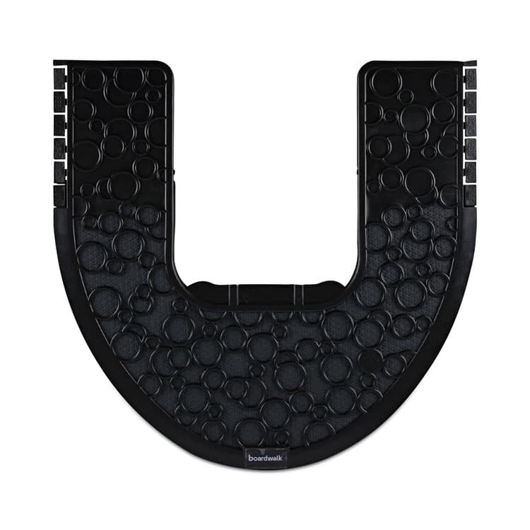 BOARDWALK Commode Mat 2.0 Disposable Toilet Floor Mat, U-Shaped, Black/Gray Non-Slip Surface, 22" x 22", 6/Carton (BWKCMBB)