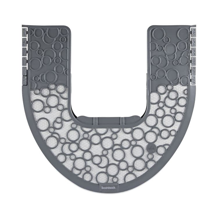 BOARDWALK Commode Mat 2.0 Disposable Toilet Floor Mat, U-Shaped, Gray/White Non-Slip Surface, 22" x 22", 6/Carton (BWKCMGW)