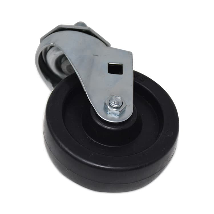 RUBBERMAID COMMERCIAL PROD. Replacement Bayonet-Stem Swivel Casters, Threaded Stem (0.5" x 1"), 4" Hard Rubber Wheel, Black (SGSFG9T18L10000)