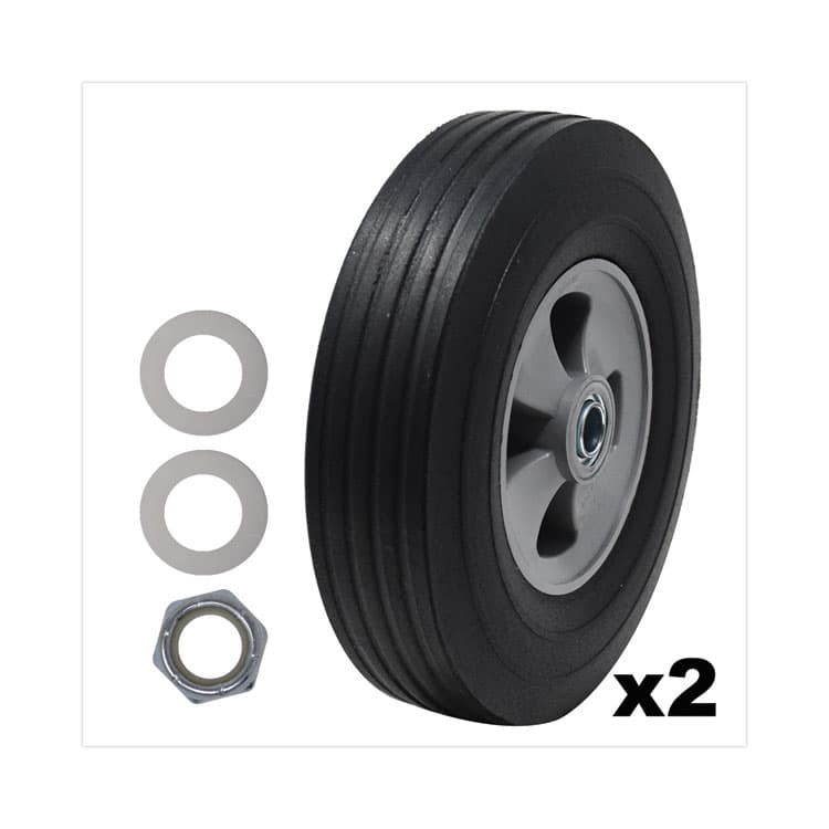 RUBBERMAID COMMERCIAL PROD. Tilt Truck Wheels, 340 lb Weight Capacity (170 lb Per Wheel), 10" Wheel, Black, 2/Set (SGSFG1004L30000)