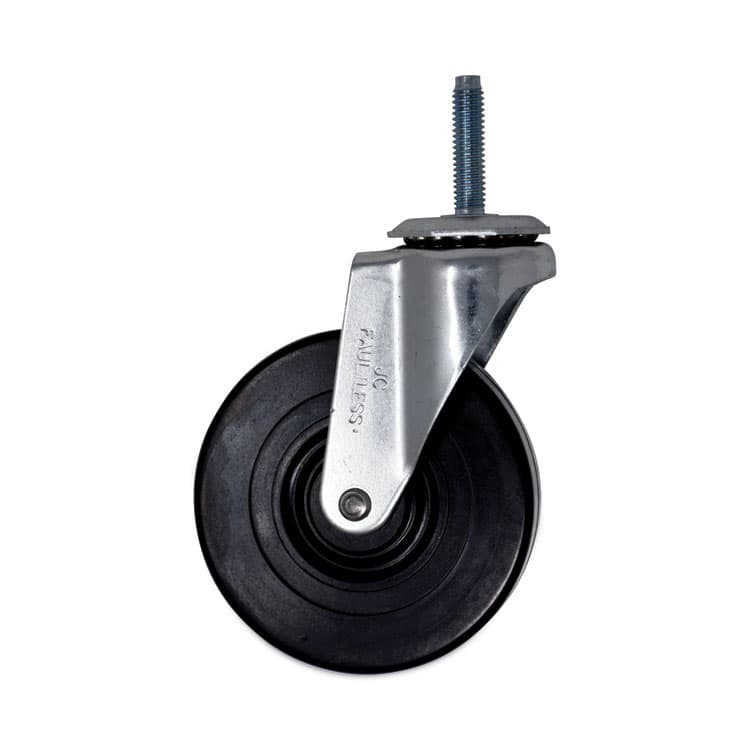 RUBBERMAID COMMERCIAL PROD. Replacement Bayonet-Stem Swivel Casters, Threaded Stem (0.28" x 1.5"), 4" Hard Rubber Wheel, Black (SGSFG1304L30000)