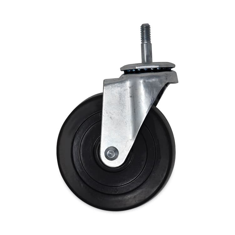 RUBBERMAID COMMERCIAL PROD. Replacement Bayonet-Stem Swivel Casters, Threaded Stem (0.31" x 1.63"), 5" Hard Rubber Wheel, Black (SGSFG1314L30000)