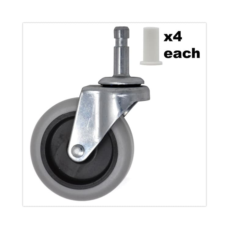 RUBBERMAID COMMERCIAL PROD. Replacement Bayonet-Stem Swivel Casters, Grip Ring Stem (0.5" x 1.25"), 3" Hard Rubber Wheel, Gray (SGSFG3421L60000)