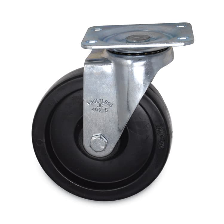RUBBERMAID COMMERCIAL PROD. Replacement Plate Casters, Rigid Mount Plate, 5" Polypropylene Wheel, Black (SGSFG4614L30000)