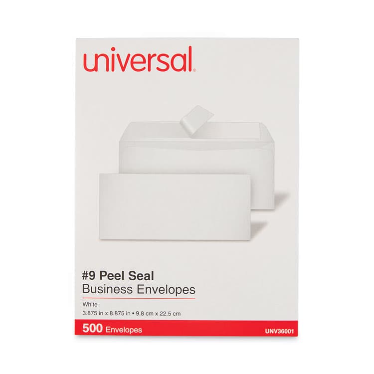 UNIVERSAL OFFICE PRODUCTS Peel Seal Strip Business Envelope, #9, Square Flap, Self-Adhesive Closure, 3.88 x 8.88, White, 500/Box (UNV36001) thumbnail 4