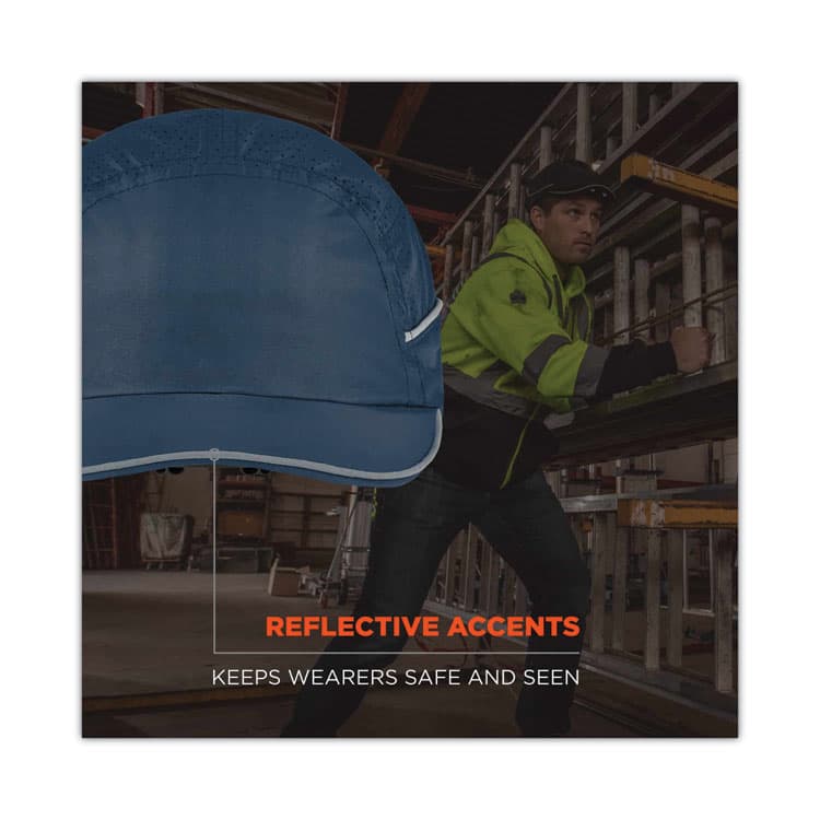 ERGODYNE CORPORATION Skullerz 8965 Lightweight Bump Cap Hat with LED Lighting, Short Brim, Navy (EGO23338) thumbnail 2