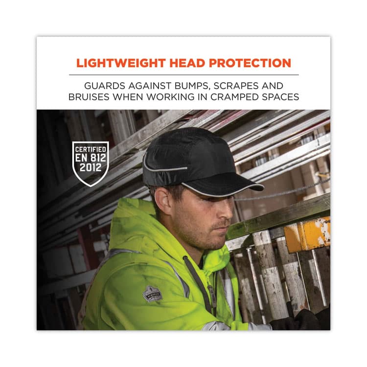 ERGODYNE CORPORATION Skullerz 8965 Lightweight Bump Cap Hat with LED Lighting, Short Brim, Navy (EGO23338) thumbnail 4