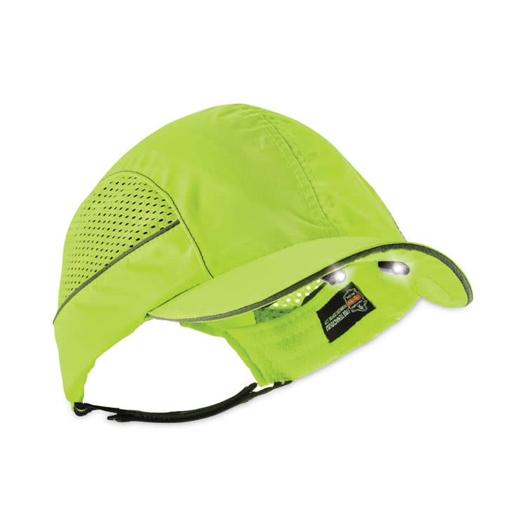ERGODYNE CORPORATION Skullerz 8960 Bump Cap with LED Lighting, Long Brim, Lime Green (EGO23379)