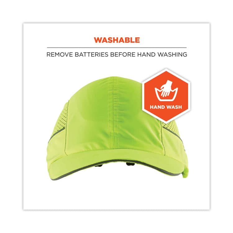 ERGODYNE CORPORATION Skullerz 8960 Bump Cap with LED Lighting, Long Brim, Lime Green (EGO23379) thumbnail 3