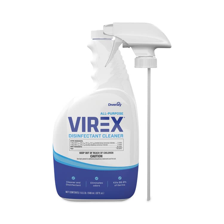 DIVERSEY Virex All-Purpose Disinfectant Cleaner, Lemon Scent, 32 oz Spray Bottle, 4/Carton (DVOCBD540540) thumbnail 2