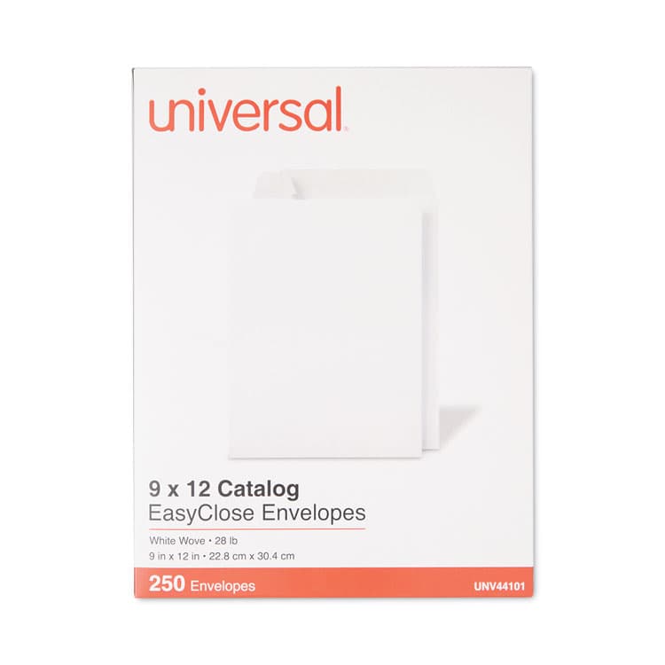 UNIVERSAL OFFICE PRODUCTS EasyClose Catalog Envelope, #10 1/2, Square Flap, Self-Adhesive Closure, 9 x 12, White, 250/Box (UNV44101)