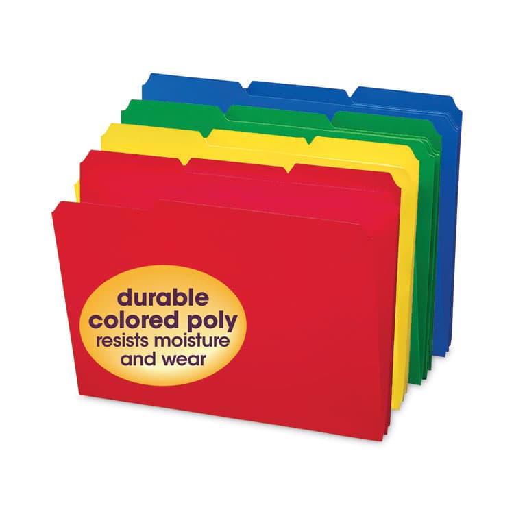 SMEAD MANUFACTURING CO. Top Tab Poly Colored File Folders, 1/3-Cut Tabs: Assorted, Letter Size, 0.75" Expansion, Assorted Colors, 24/Box (SMD10500) thumbnail 2