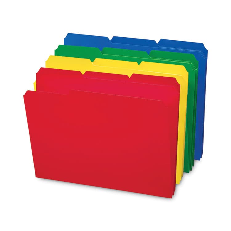 SMEAD MANUFACTURING CO. Top Tab Poly Colored File Folders, 1/3-Cut Tabs: Assorted, Letter Size, 0.75" Expansion, Assorted Colors, 24/Box (SMD10500)