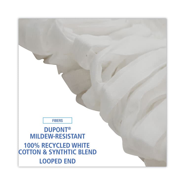 BOARDWALK Mop Head, Looped, Enviro Clean With Tailband, Cotton/Synthetic, Medium, White, 12/Carton (BWK8002) thumbnail 4