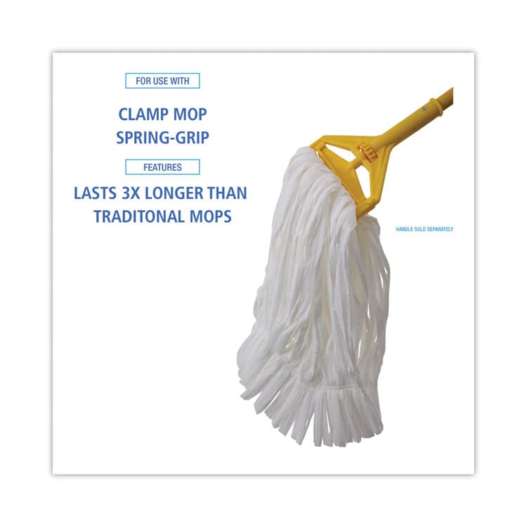 BOARDWALK Mop Head, Looped, Enviro Clean With Tailband, Cotton/Synthetic, Medium, White, 12/Carton (BWK8002) thumbnail 3