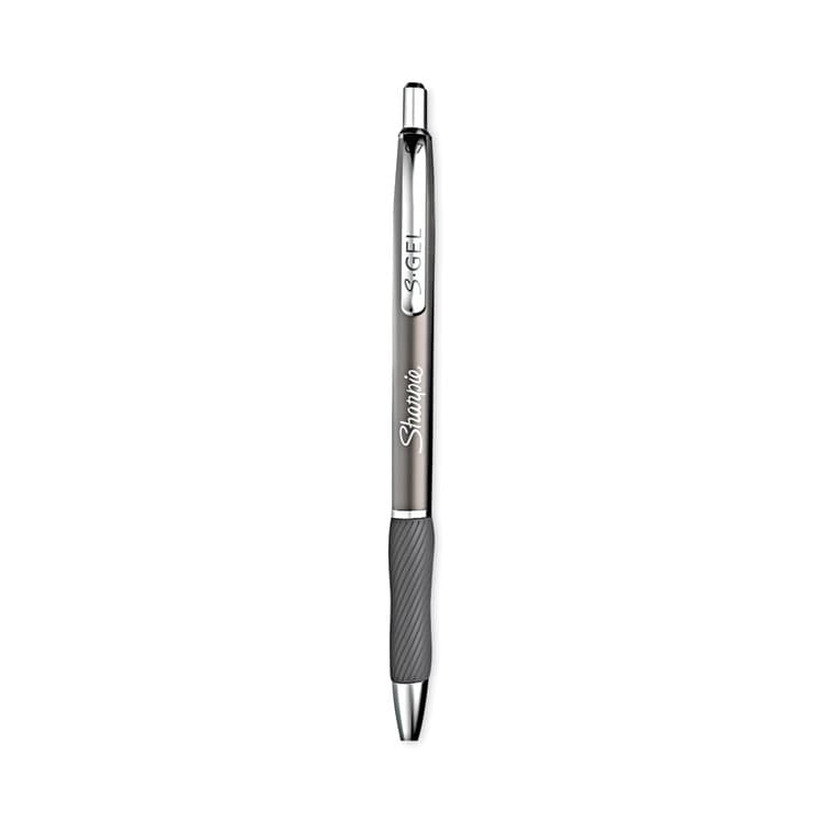 SANFORD S-Gel Premium Metal Barrel Gel Pen, Retractable, Medium 0.7 mm, Black Ink, Black Barrel, 2/Pack (SAN2134918)