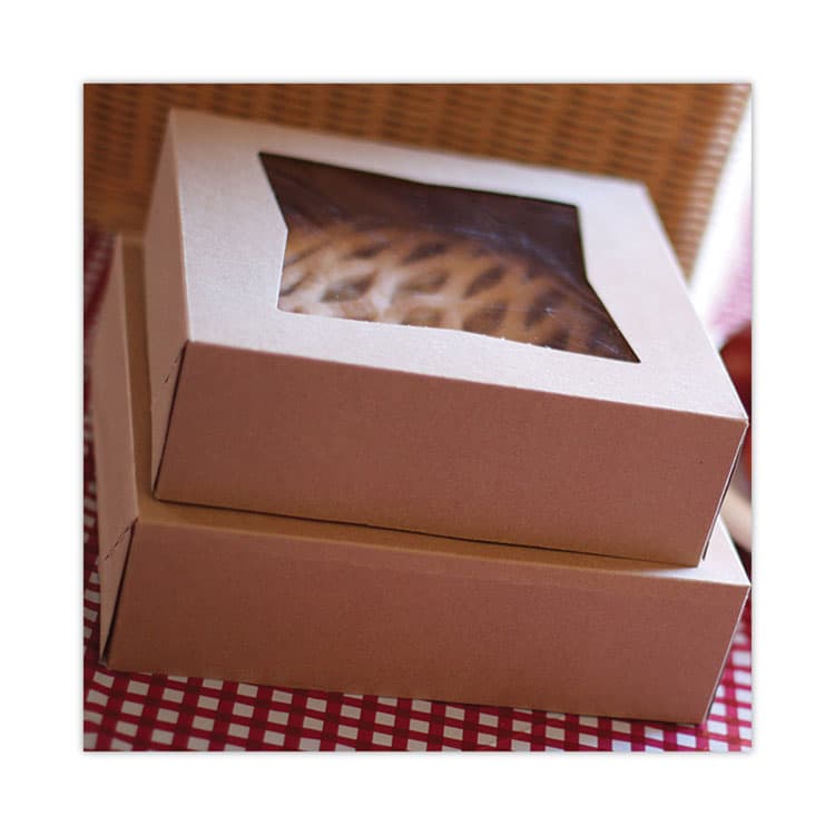SOUTHERN CHAMPION TRAY Kraft Window Bakery Boxes, 8 x 8 x 4, Brown, Paper, 150/Carton (SCH24053K) thumbnail 2
