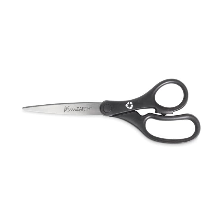 ACME UNITED CORPORATION KleenEarth Basic Plastic Handle Scissors, 8" Long, 3.25" Cut Length, Straight Black Handle, 3/Pack (ACM15585)