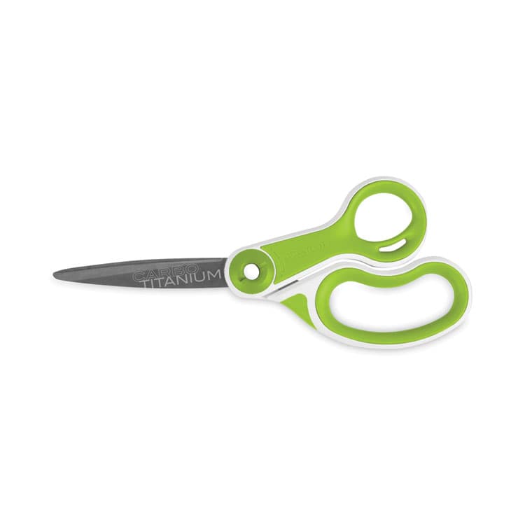 ACME UNITED CORPORATION CarboTitanium Bonded Scissors, 8" Long, 3.25" Cut Length, Straight White/Green Handle (ACM17444)