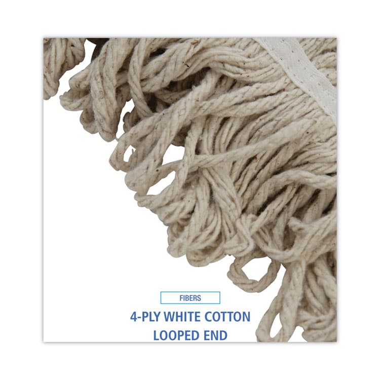 BOARDWALK Mop Head, Pro Loop Web/Tailband, Premium Standard Head, Cotton, 32 oz, White (BWK432C) thumbnail 4