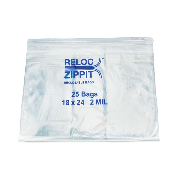 ITW DYMON Zippit Resealable Bags, 2 mil, 18 x 24, Clear, 25 Bags/Pack, 10 Packs/Carton (MGPMGZ2P1824)