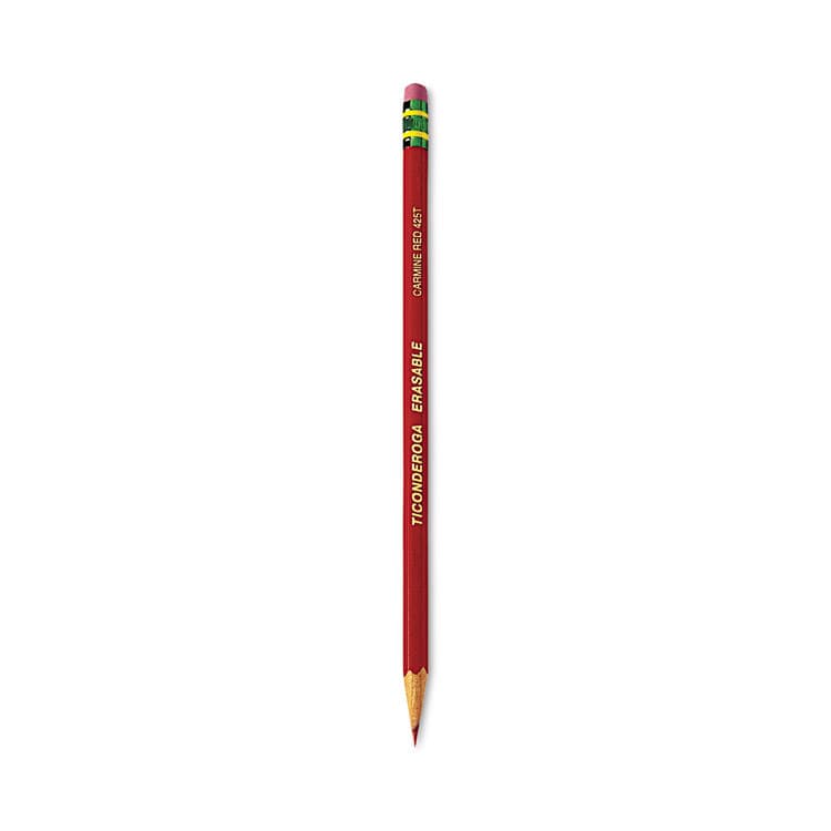 DIXON TICONDEROGA CO. Erasable Colored Pencils, 2.6 mm, 2B, Carmine Red Lead, Carmine Red Barrel, 12/Pack (DIX142590002) thumbnail 2