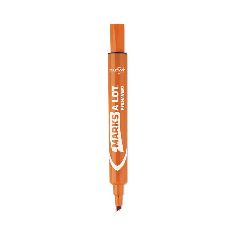 AVERY PRODUCTS CORPORATION MARKS A LOT Large Desk-Style Permanent Marker, Broad Chisel Tip, Orange, Dozen (8883) (AVE08883)