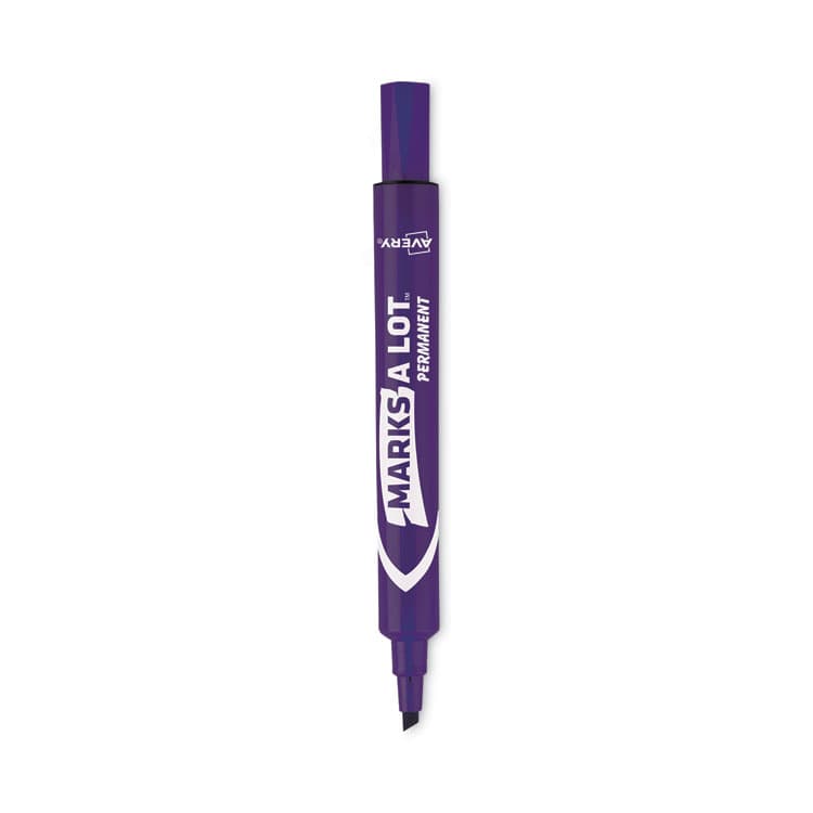 AVERY PRODUCTS CORPORATION MARKS A LOT Large Desk-Style Permanent Marker, Broad Chisel Tip, Purple, Dozen (8884) (AVE08884)