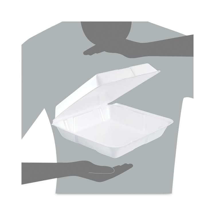 DART Insulated Foam Hinged Lid Containers, 9.3 x 9.5 x 3, White, 200/Pack, 2 Packs/Carton (DCC95HT1) thumbnail 2