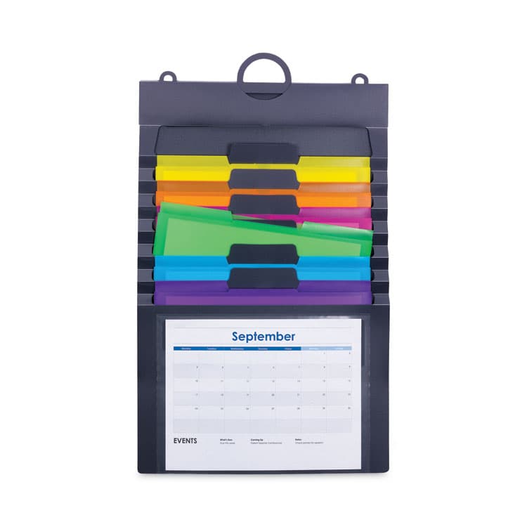 SMEAD MANUFACTURING CO. Cascading Wall Organizer, 6 Sections, Letter Size, 14.25 x 24.25, Gray, Neon Green, Neon Orange, Neon Pink, Purple, Yellow (SMD92060) thumbnail 2