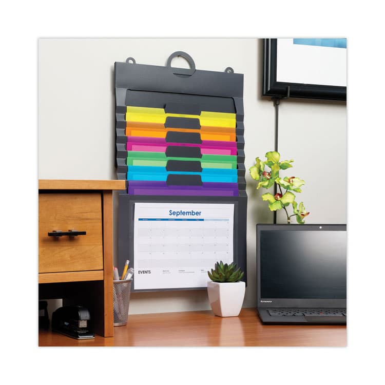SMEAD MANUFACTURING CO. Cascading Wall Organizer, 6 Sections, Letter Size, 14.25 x 24.25, Gray, Neon Green, Neon Orange, Neon Pink, Purple, Yellow (SMD92060) thumbnail 4