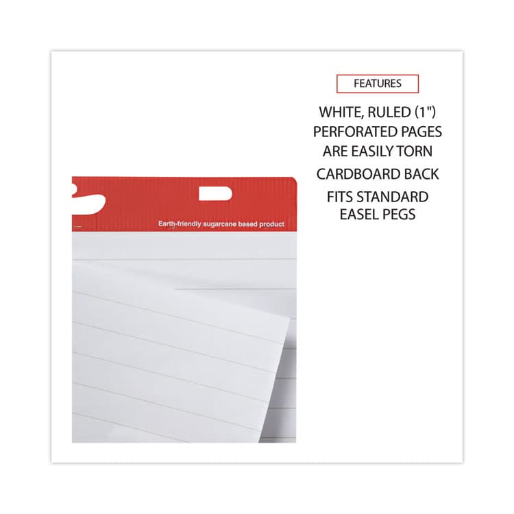 UNIVERSAL OFFICE PRODUCTS Renewable Resource Sugarcane Based Easel Pads, Presentation Format (1" Rule), (50) White 27 x 34 Sheets, 2/Carton (UNV45602) thumbnail 3