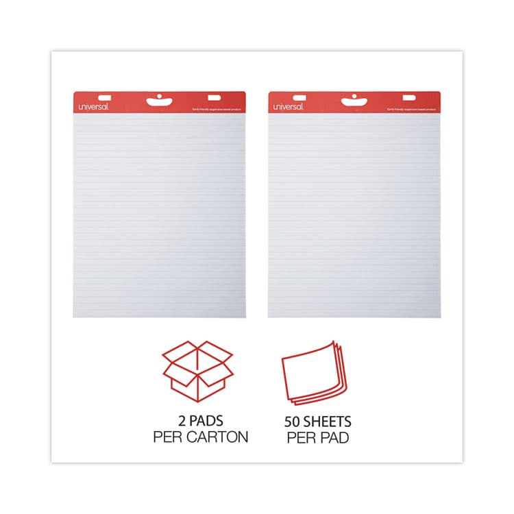 UNIVERSAL OFFICE PRODUCTS Renewable Resource Sugarcane Based Easel Pads, Presentation Format (1" Rule), (50) White 27 x 34 Sheets, 2/Carton (UNV45602) thumbnail 4