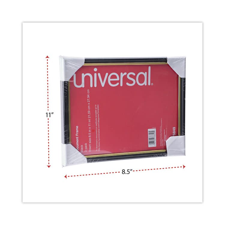 UNIVERSAL OFFICE PRODUCTS All Purpose Document Frame, 8.5 x 11 Insert, Black/Gold, 3/Pack (UNV76849) thumbnail 2