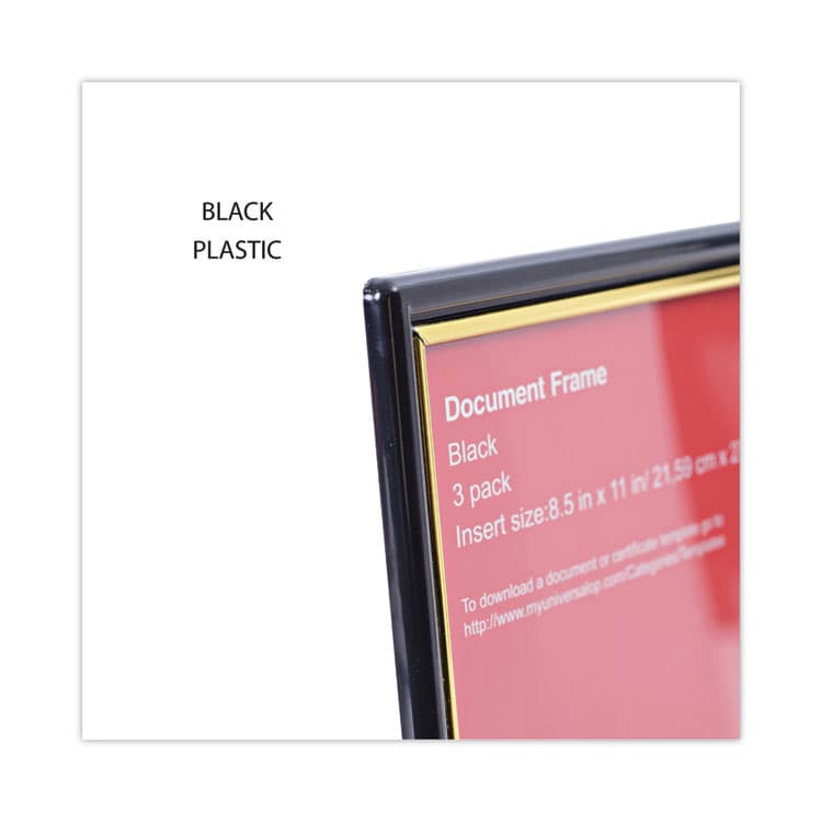 UNIVERSAL OFFICE PRODUCTS All Purpose Document Frame, 8.5 x 11 Insert, Black/Gold, 3/Pack (UNV76849) thumbnail 3