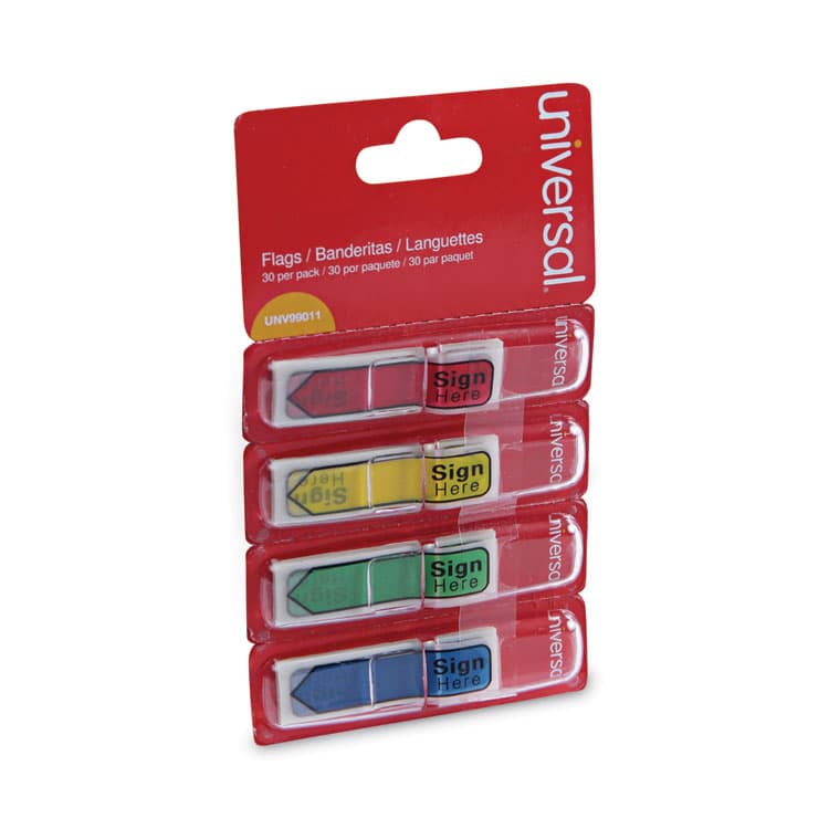UNIVERSAL OFFICE PRODUCTS Deluxe Message Arrow Flags, "Sign Here", Assorted Colors, 120/Pack (UNV99011)