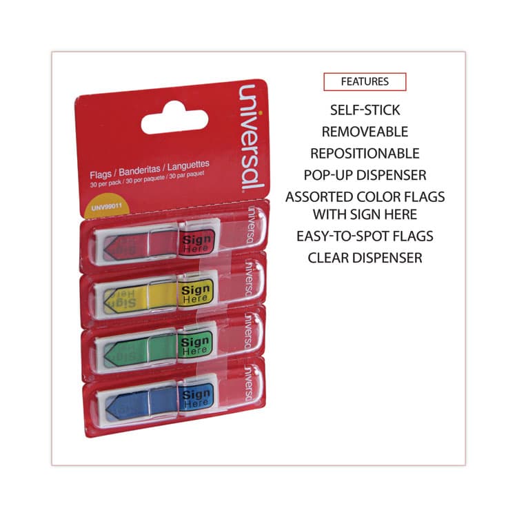 UNIVERSAL OFFICE PRODUCTS Deluxe Message Arrow Flags, "Sign Here", Assorted Colors, 120/Pack (UNV99011) thumbnail 3