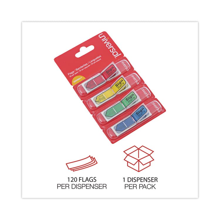 UNIVERSAL OFFICE PRODUCTS Deluxe Message Arrow Flags, "Sign Here", Assorted Colors, 120/Pack (UNV99011) thumbnail 4