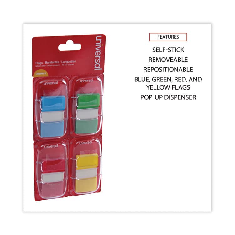 UNIVERSAL OFFICE PRODUCTS Deluxe Pop-Up Page Flags, 1 x 1.75, Four Assorted Colors, 50 Flags/Dispenser, 4 Dispensers/Pack (UNV99012) thumbnail 3