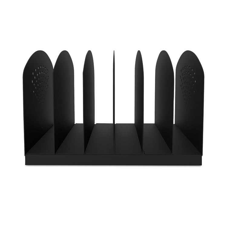 SAFCO PRODUCTS Steel Vertical-Rack Desktop Sorter, Six Sections, Letter Size Files, 12.25" x 11.25" x 8", Black (SAF3155BL)