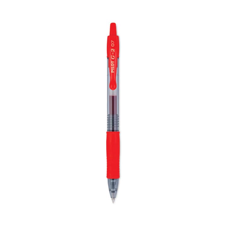 PILOT CORP. OF AMERICA G2 Premium Gel Pen, Retractable, Fine 0.7 mm, Red Ink, Smoke/Red Barrel, Dozen (PIL31022)