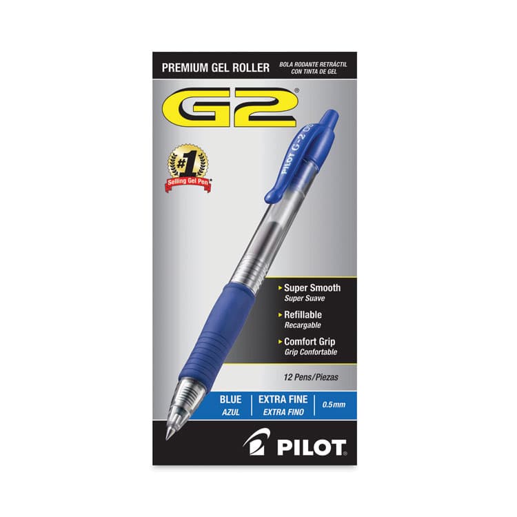 PILOT CORP. OF AMERICA G2 Premium Gel Pen, Retractable, Extra-Fine 0.5 mm, Blue Ink, Smoke/Blue Barrel, Dozen (PIL31003) thumbnail 2