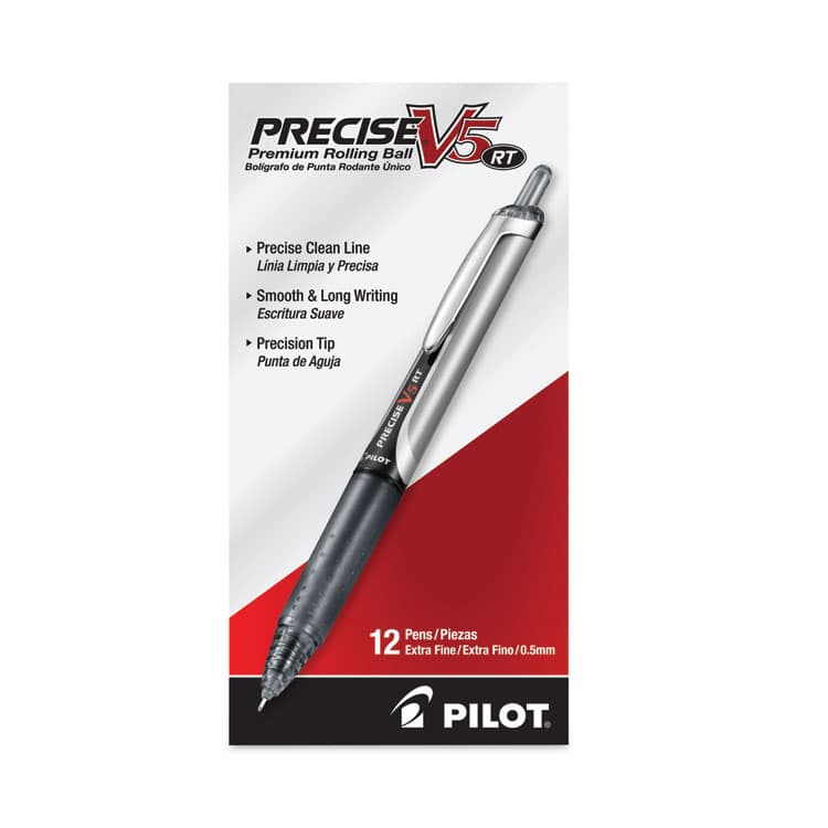 PILOT CORP. OF AMERICA Precise V5RT Rollerball Pen, Retractable, Extra-Fine 0.5 mm, Black Ink, Black Barrel (PIL26062) thumbnail 2