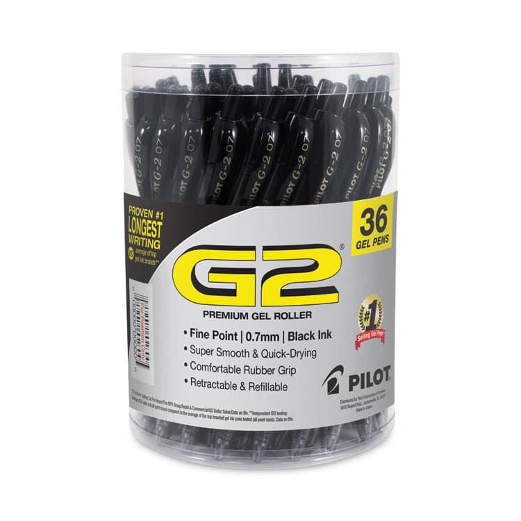 PILOT CORP. OF AMERICA G2 Premium Gel Pen Convenience Pack, Retractable, Fine 0.7 mm, Black Ink, Smoke/Black Barrel, 36/Pack (PIL84065) thumbnail 2