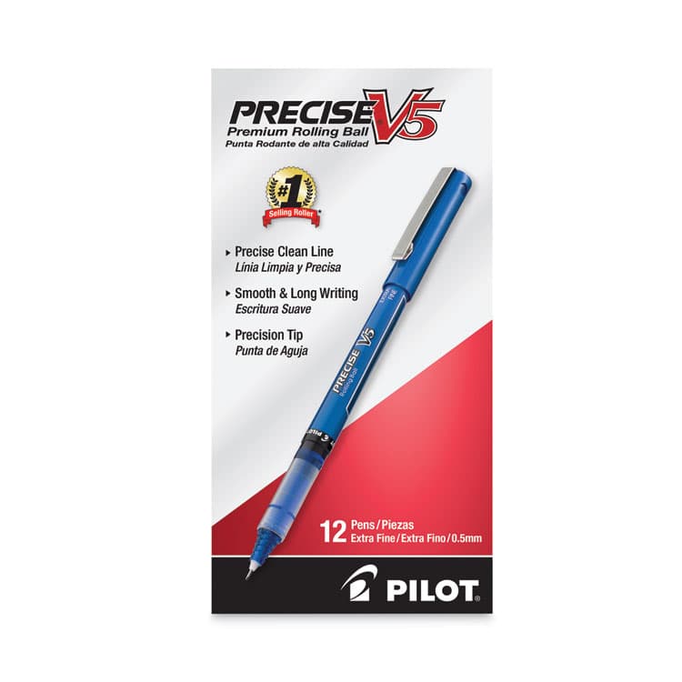PILOT CORP. OF AMERICA Precise V5 Rollerball Pen, Stick, Extra-Fine 0.5 mm, Blue Ink, Blue/Clear Barrel, Dozen (PIL35335) thumbnail 2