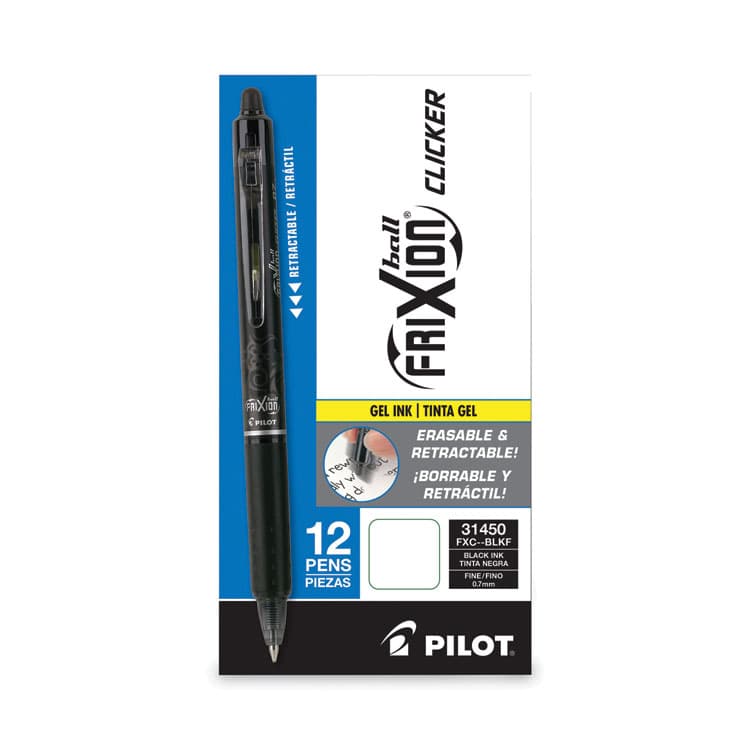 PILOT CORP. OF AMERICA FriXion Clicker Erasable Gel Pen, Retractable, Fine 0.7 mm, Black Ink, Black Barrel (PIL31450) thumbnail 2