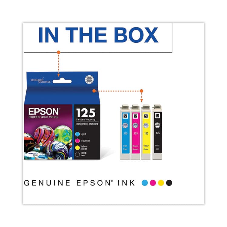 EPSON AMERICA, . T125120BCS (T125) DURABrite Ultra Ink, 945 Page-Yield, Black/Cyan/Magenta/Yellow (EPST125120BCS) thumbnail 3